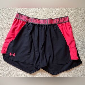 Under Armour Women's Athletic Shorts with Branded Waistband black & hot pink